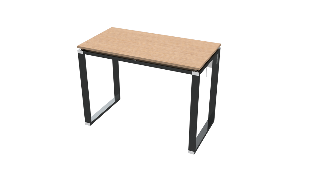 Fabricated steel-frame table with timber top for workshop or canteen use